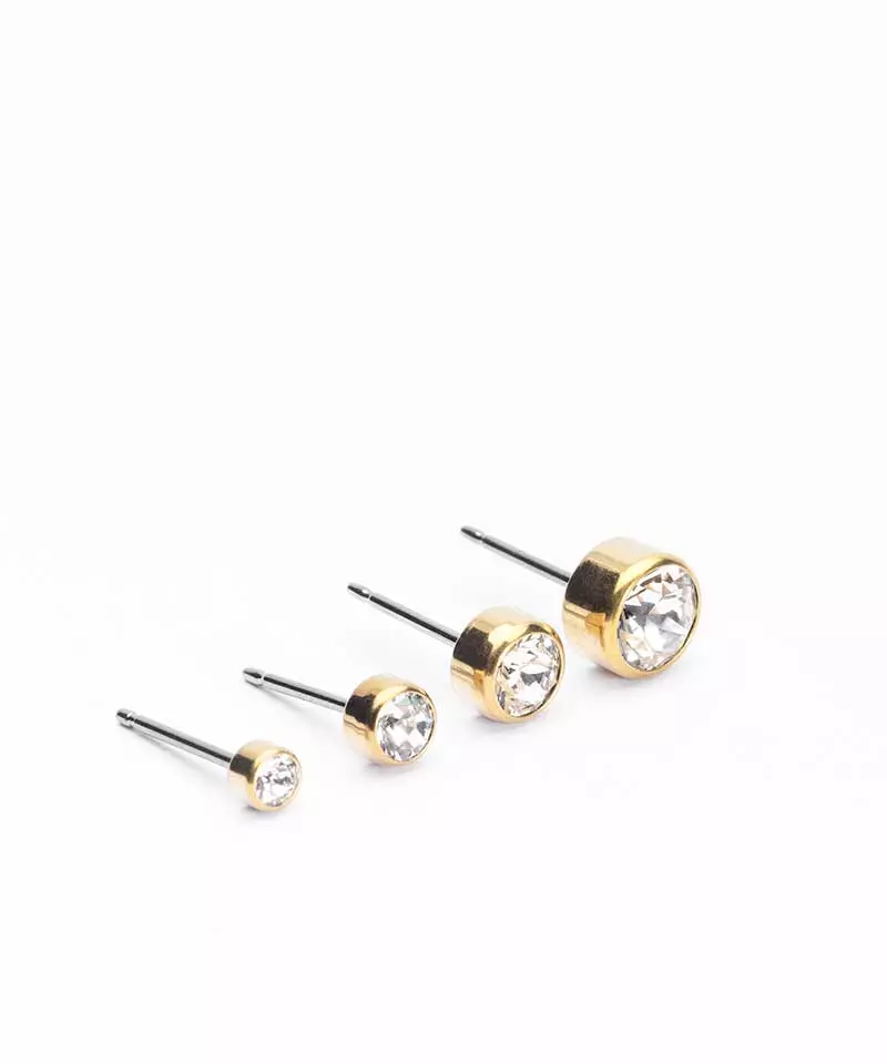 Medizinische Ohrringe Bezel Titan - Crystal – Bild 9