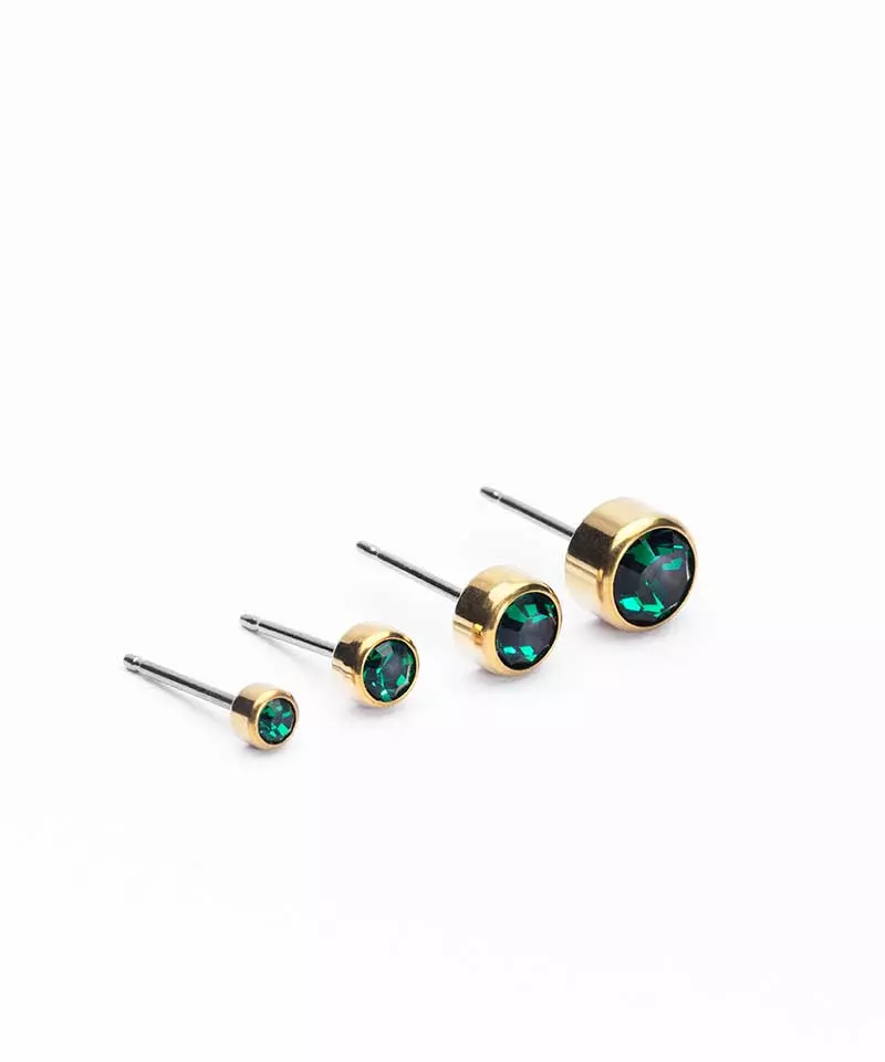 Medizinischer Ohrring Bezel - Smaragdgrün – Bild 3