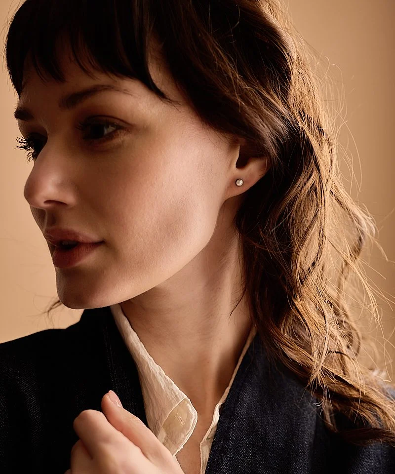 Medizinische Ohrringe Bezel Pearl – Bild 5